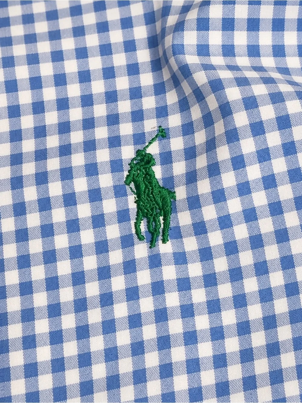 Ralph Lauren Boys Blue Gingham Plaid Button Down Shirt Size M (10-12)